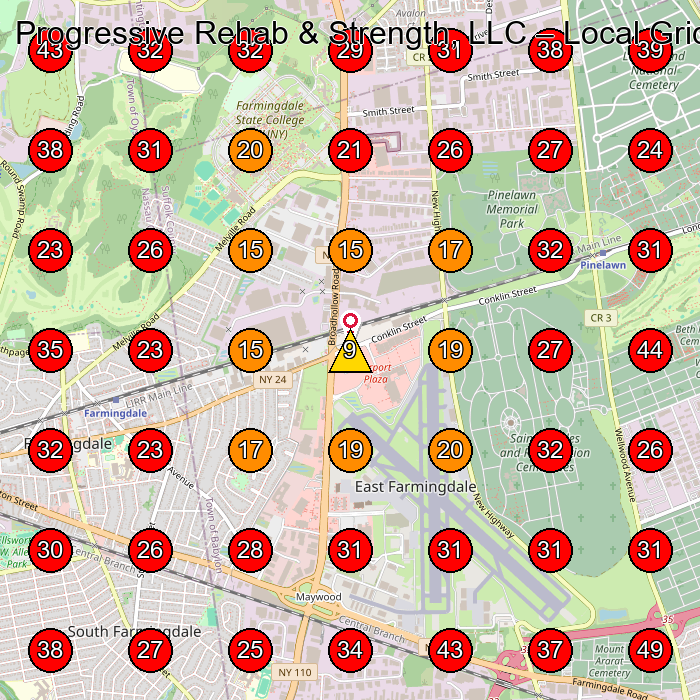 Progressive Rehab & Strength, LLC GeoGrid visibility map for Home Automation Company in Farmingdale